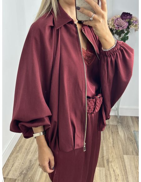 Bomber burdeos manga murciélago