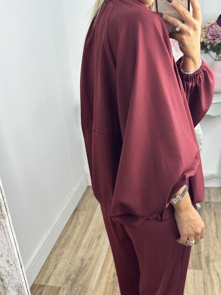 Bomber burdeos manga murciélago