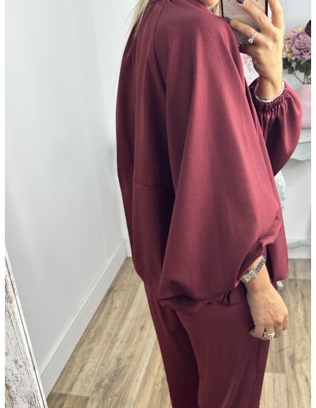 Bomber burdeos manga murciélago