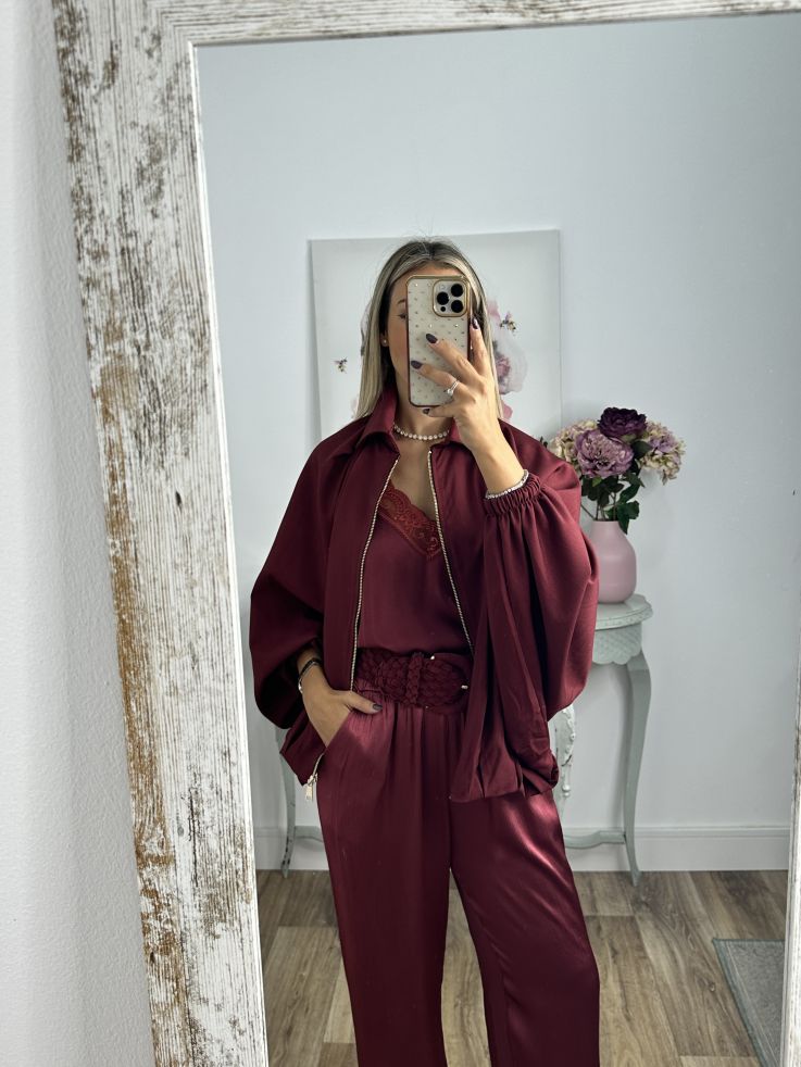 Bomber burdeos manga murciélago