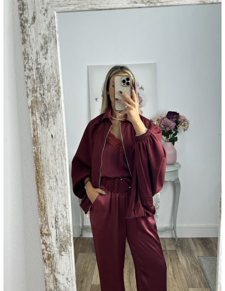 Bomber burdeos manga murciélago