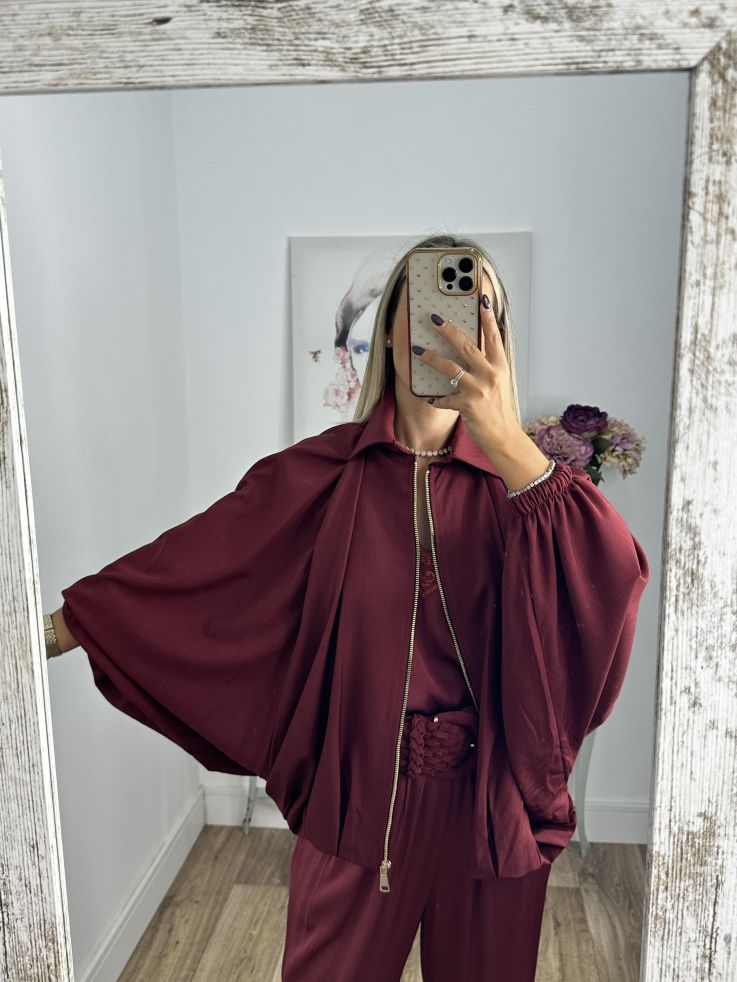 Bomber burdeos manga murciélago