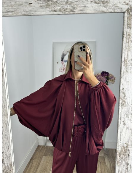 Bomber burdeos manga murciélago