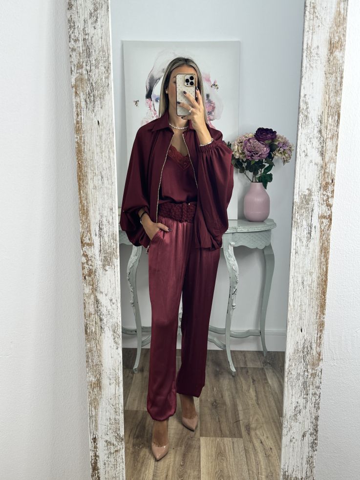 Bomber burdeos manga murciélago