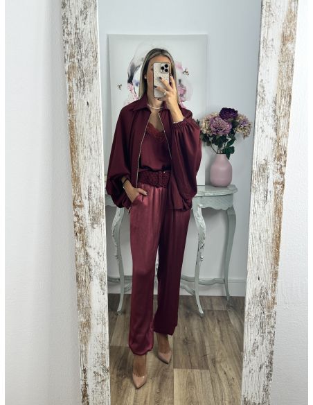 Bomber burdeos manga murciélago