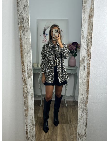 Chaqueta vaquera print desflecada