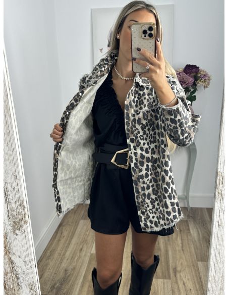 Chaqueta vaquera print desflecada