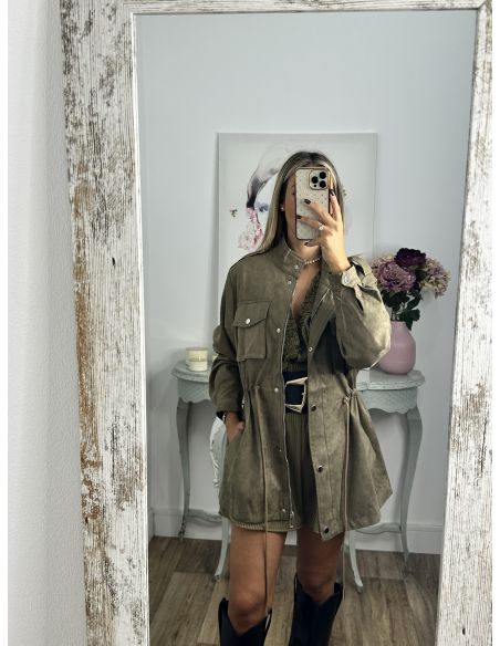 Chaqueta Tanzania antelina verde