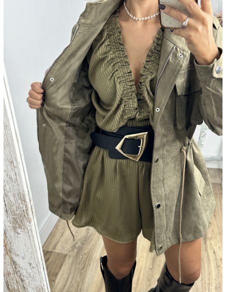 Chaqueta Tanzania antelina verde