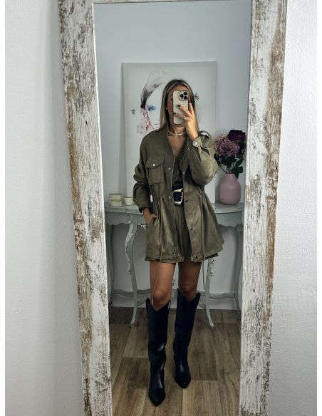 Chaqueta Tanzania antelina verde