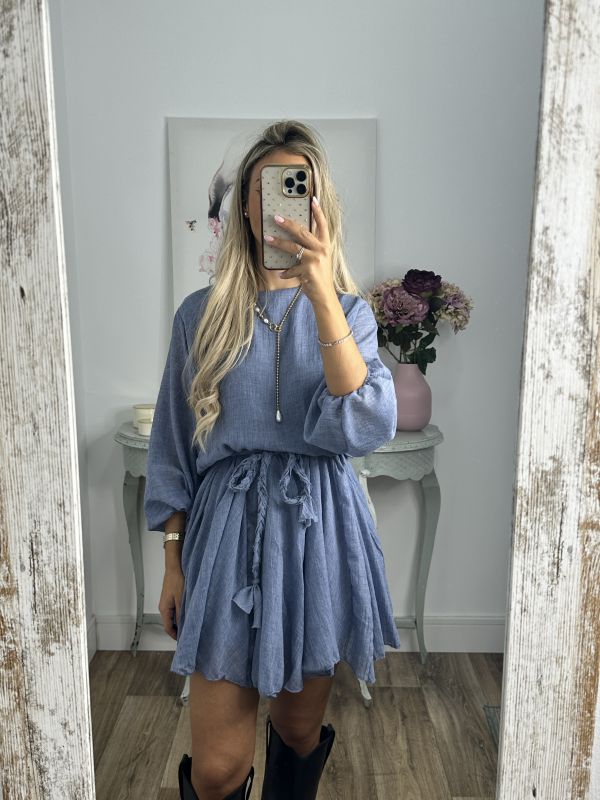 Vestido azul cintura trenzado