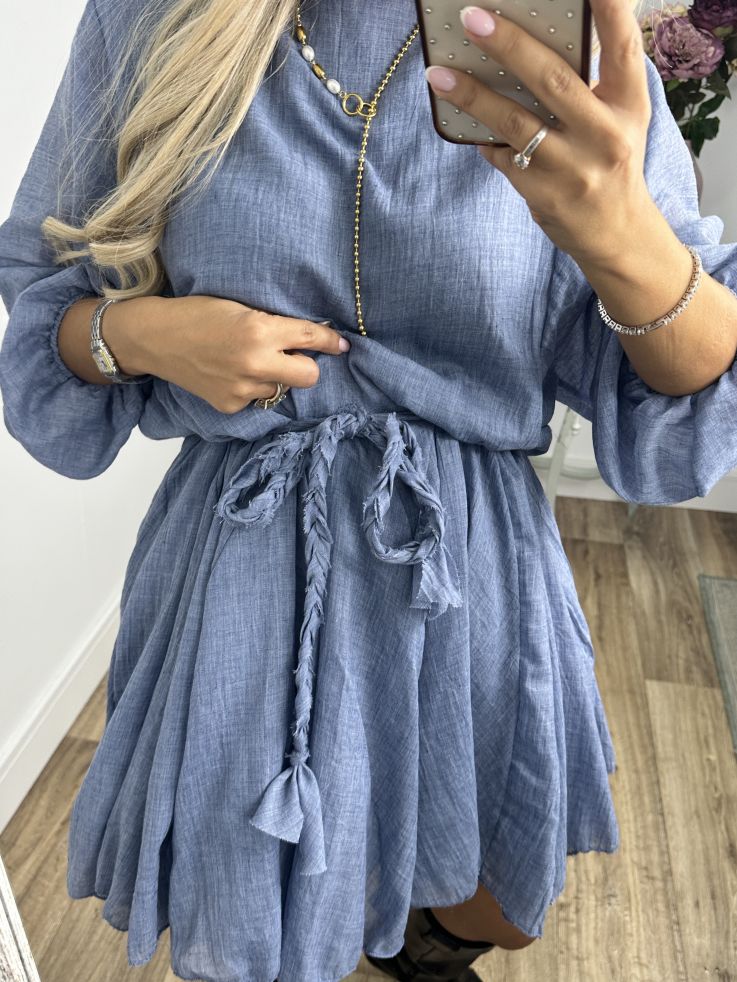 Vestido azul cintura trenzado