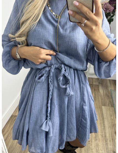 Vestido azul cintura trenzado