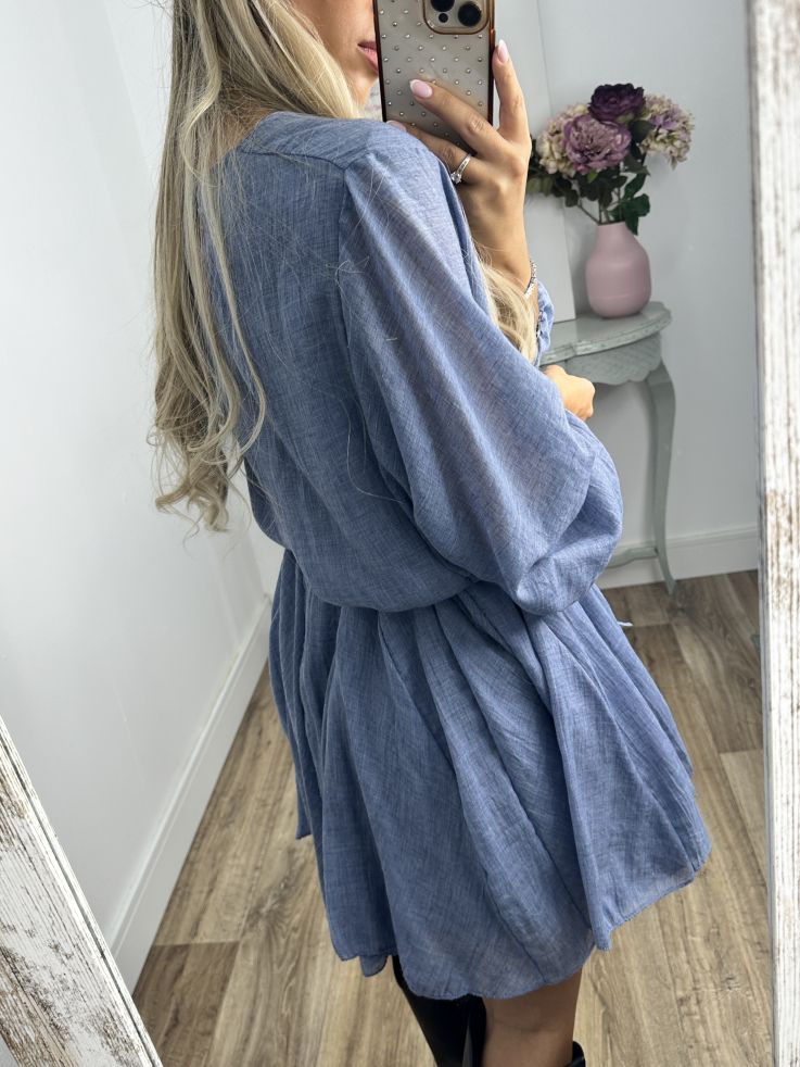 Vestido azul cintura trenzado