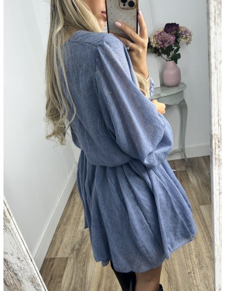 Vestido azul cintura trenzado