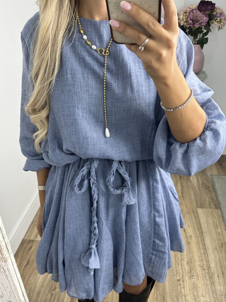 Vestido azul cintura trenzado