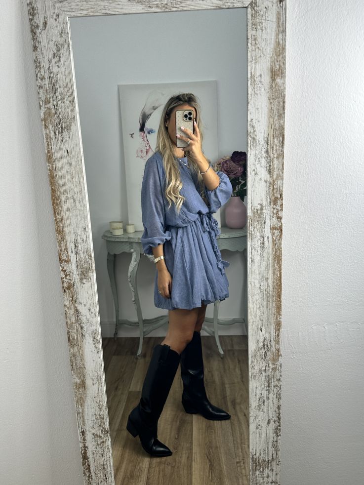 Vestido azul cintura trenzado