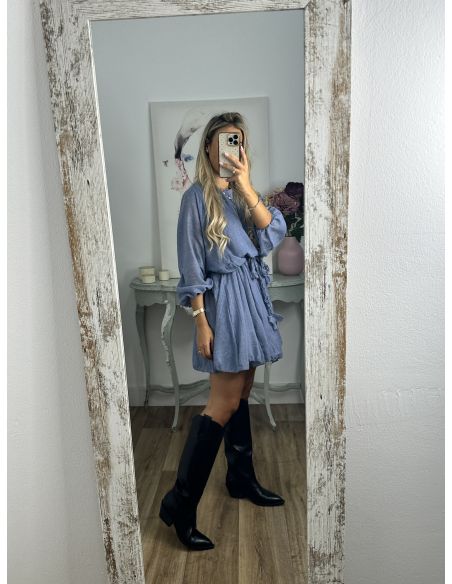 Vestido azul cintura trenzado