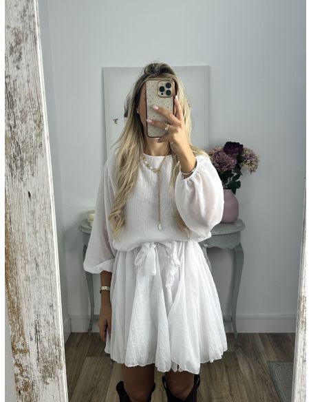 Vestido blanco cintura trenzado