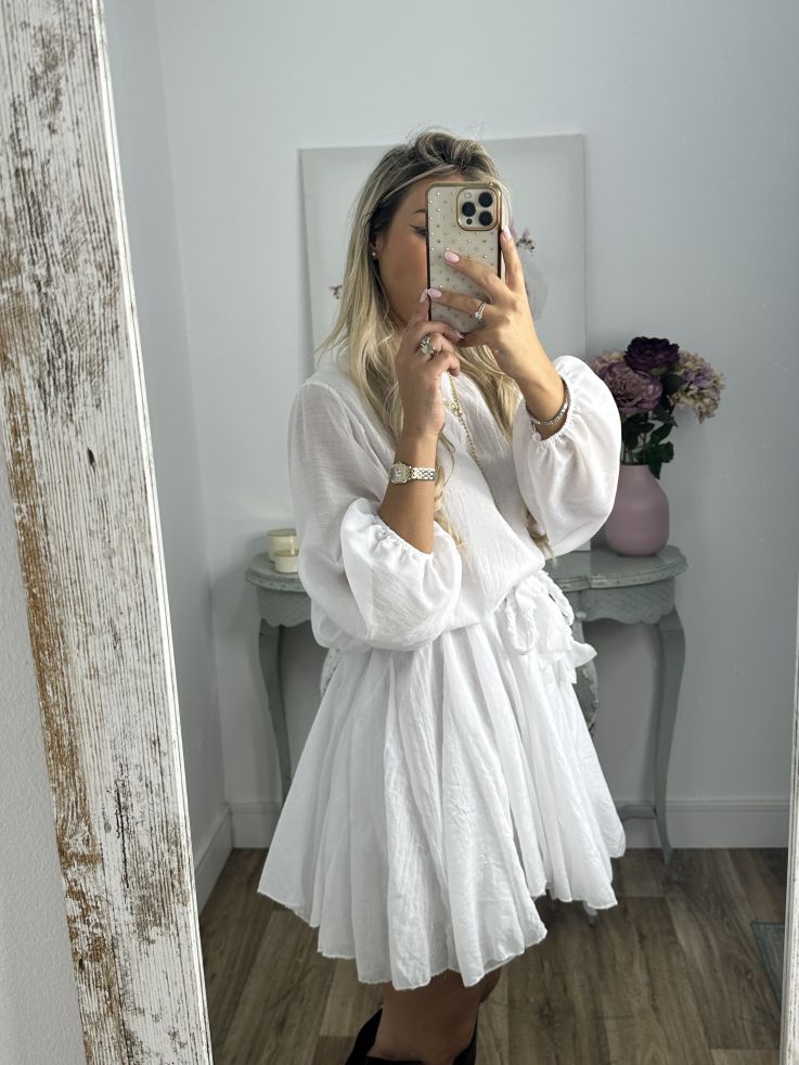 Vestido blanco cintura trenzado