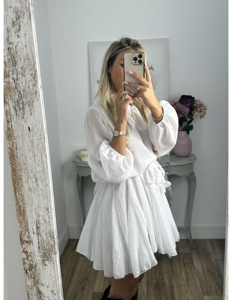 Vestido blanco cintura trenzado