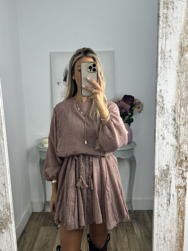 Vestido marrón cintura trenzado