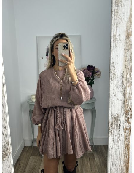 Vestido marrón cintura trenzado