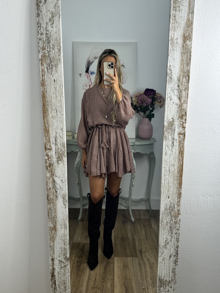 Vestido marrón cintura trenzado