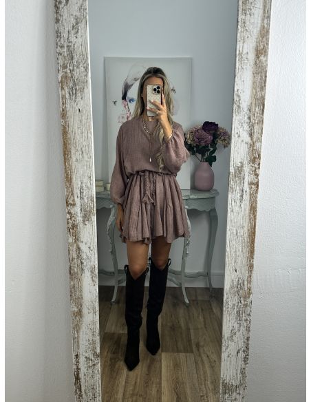 Vestido marrón cintura trenzado