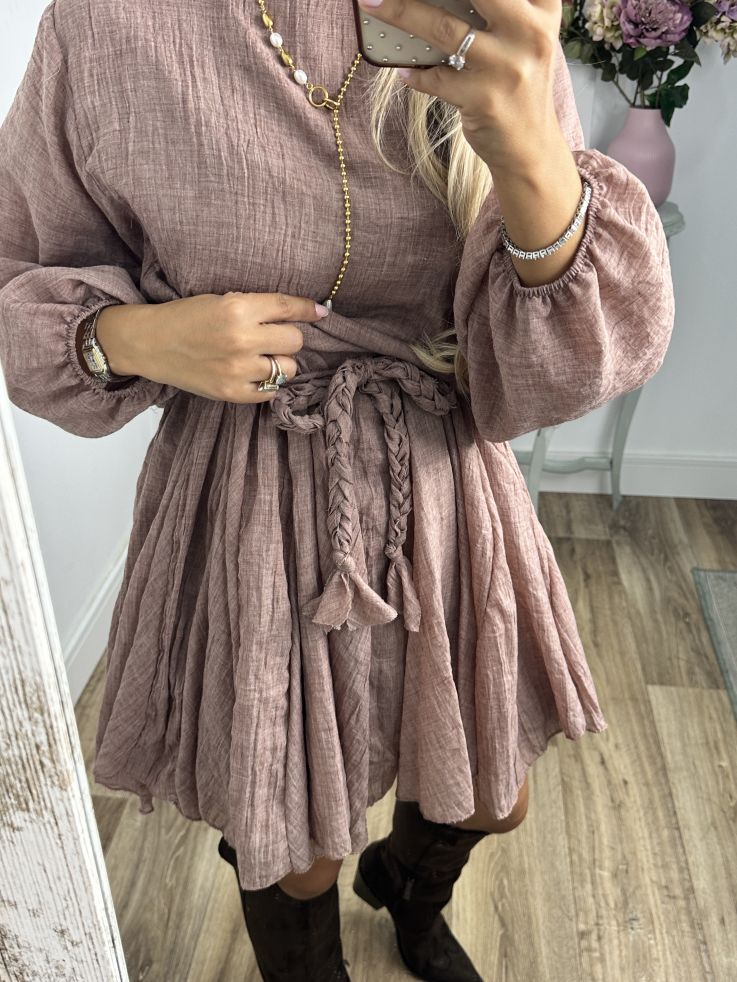 Vestido marrón cintura trenzado