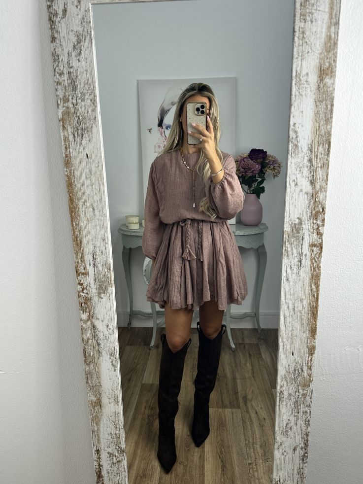 Vestido marrón cintura trenzado