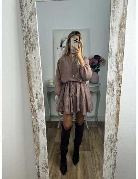 Vestido marrón cintura trenzado