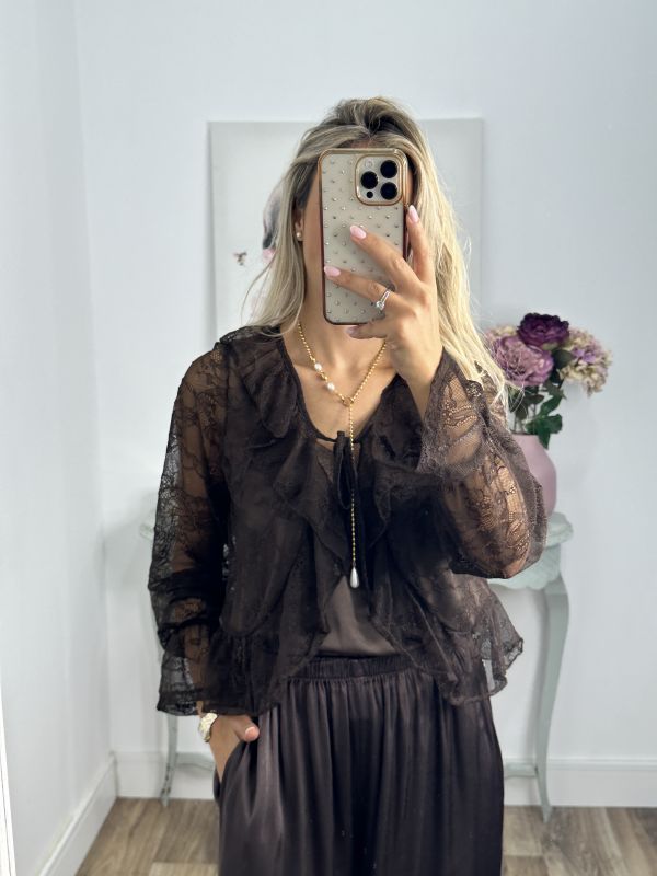 Blusa puntilla marrón