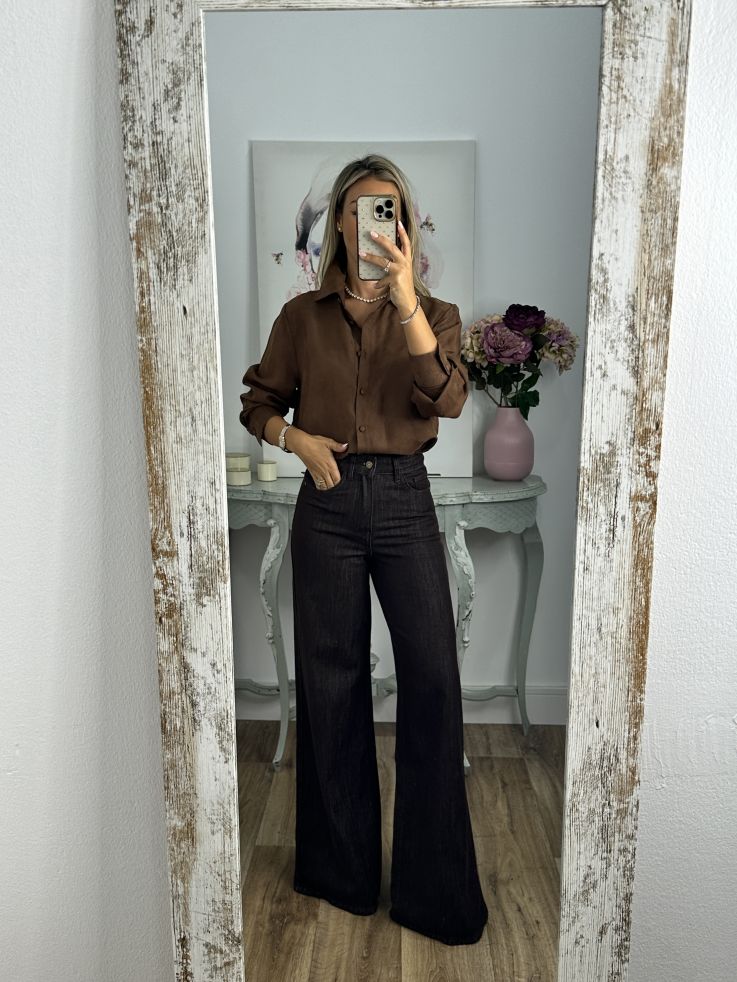 Camisa de antelina marrón