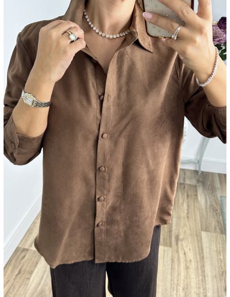 Camisa de antelina marrón