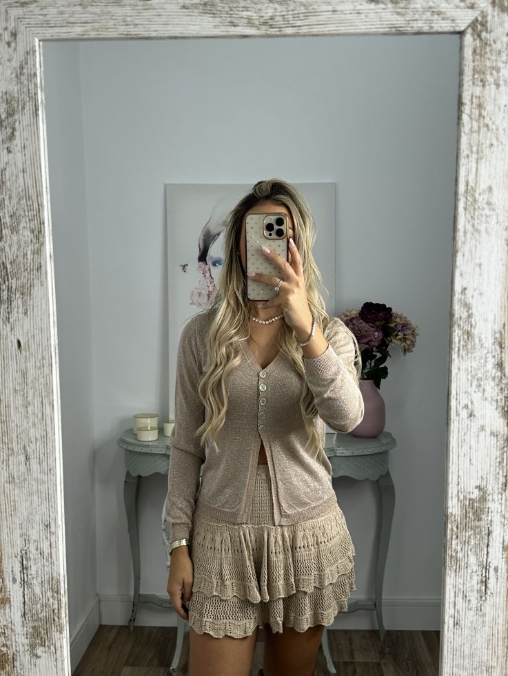 Falda Pantalón lurex dorado