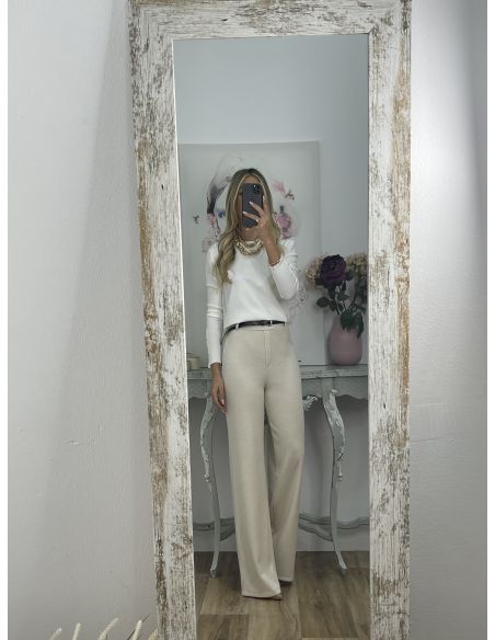 Pantalón Jimena beige con cinturón