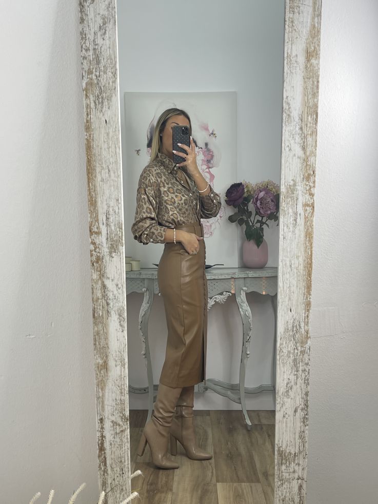 Falda camel polipiel tubo