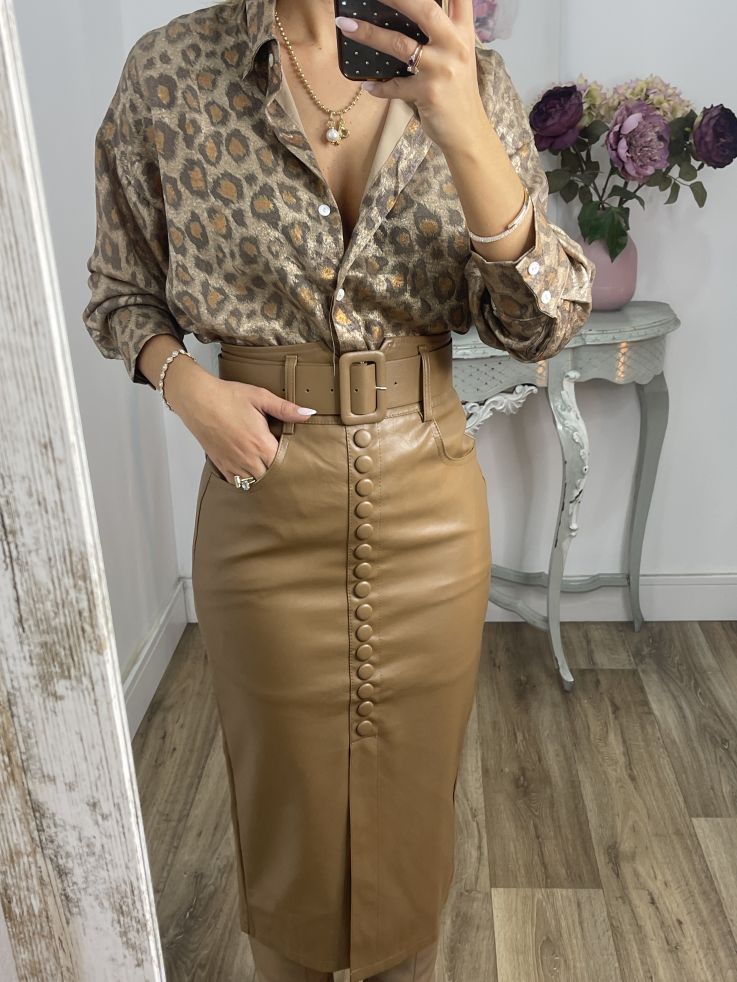 Falda camel polipiel tubo