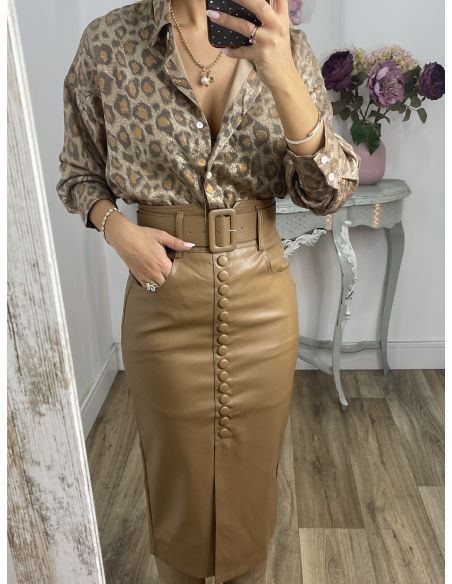 Falda camel polipiel tubo