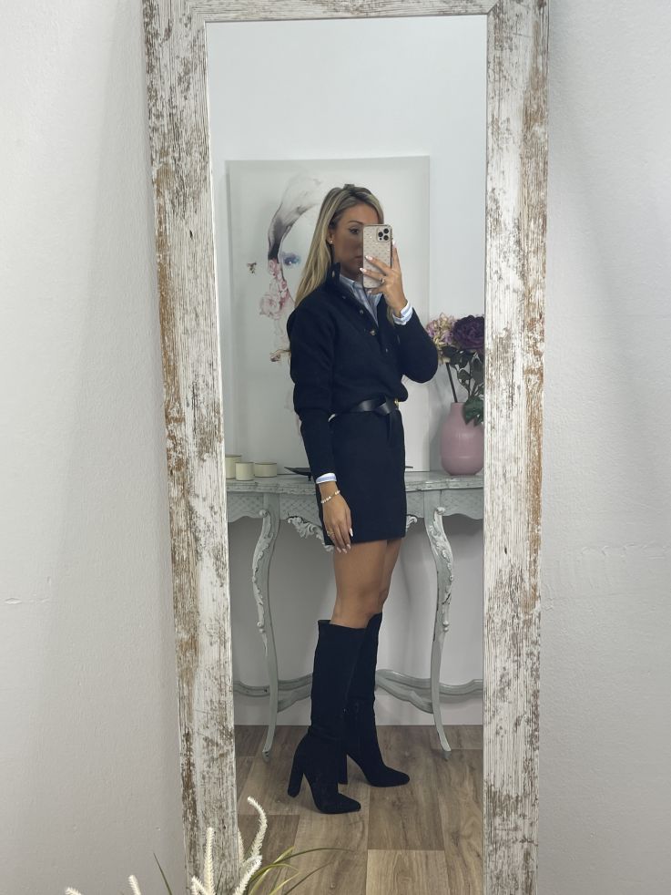 Vestido- jersey tipo polo negro