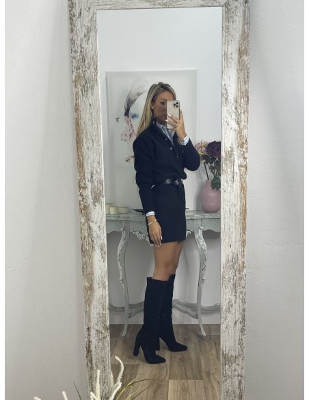 Vestido- jersey tipo polo negro