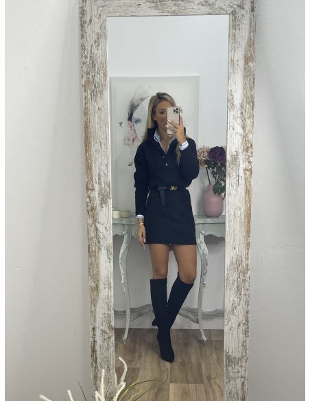 Vestido- jersey tipo polo negro