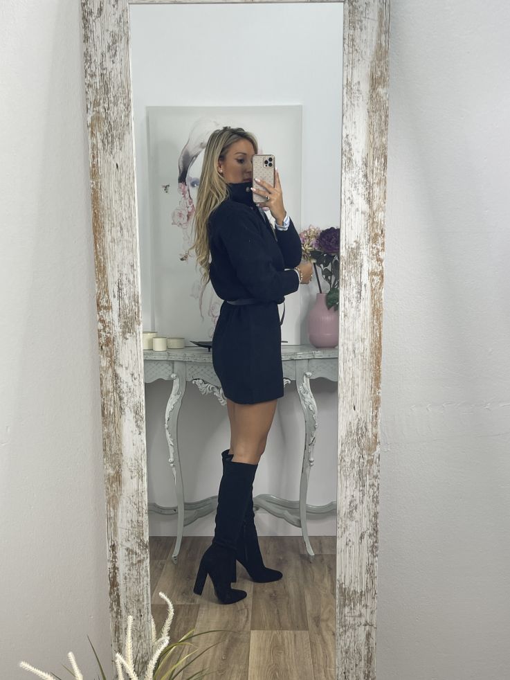 Vestido- jersey tipo polo negro