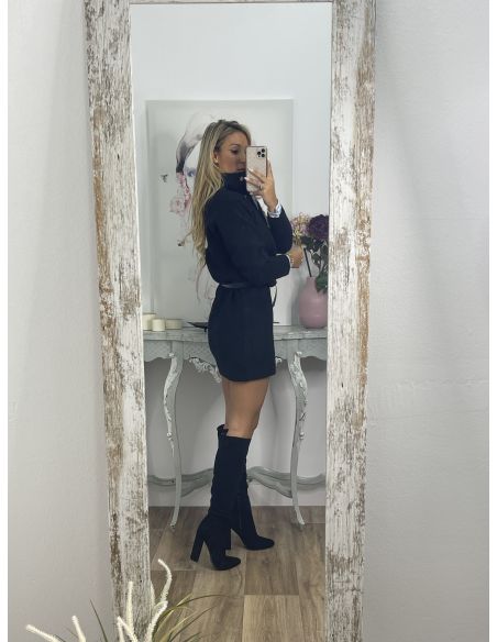 Vestido- jersey tipo polo negro