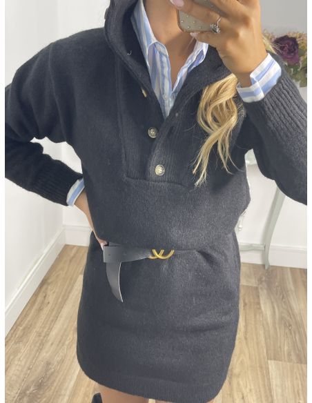 Vestido- jersey tipo polo negro