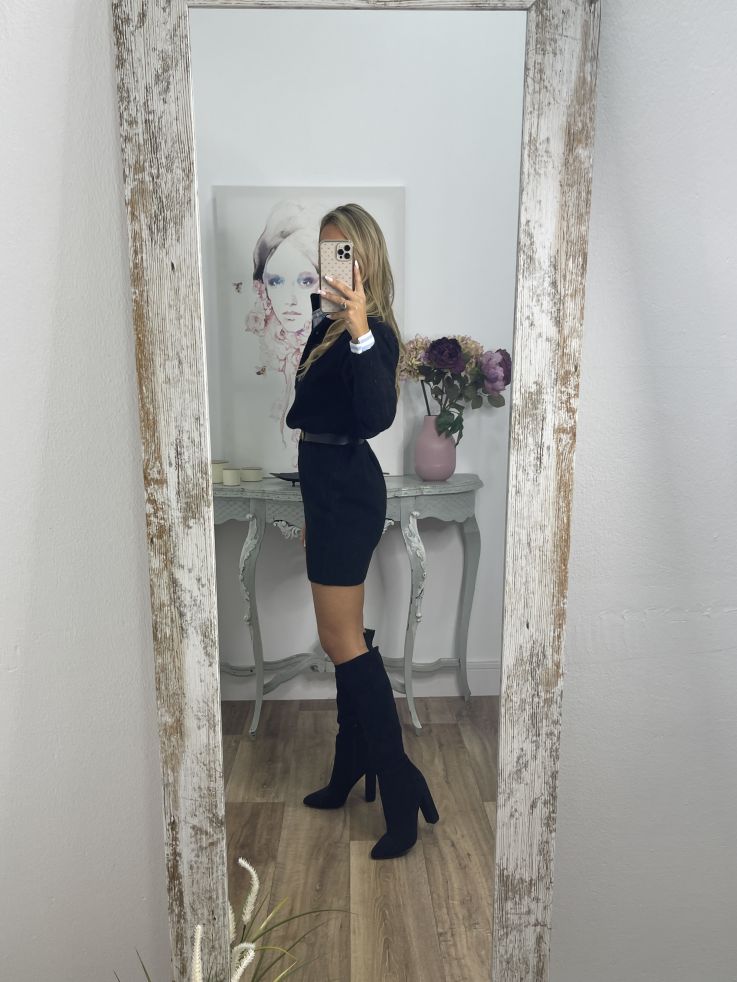 Vestido- jersey tipo polo negro