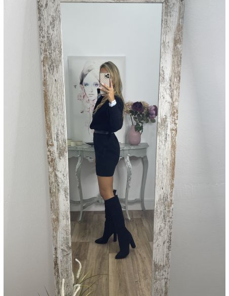 Vestido- jersey tipo polo negro