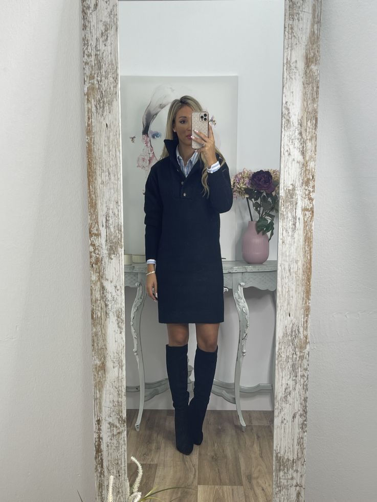 Vestido- jersey tipo polo negro