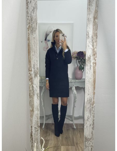 Vestido- jersey tipo polo negro